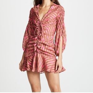 C/MEO Flirty Pink and Brown Striped Mini Dress